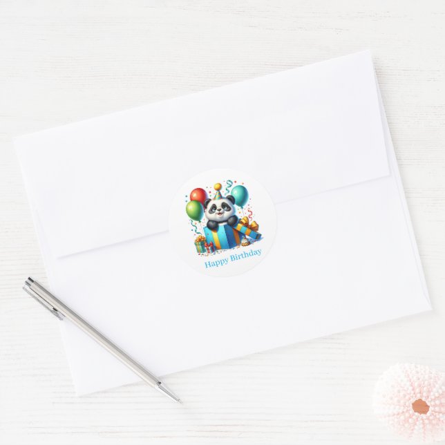 Autocollants Bonne Anniversaire Panda (Enveloppe)