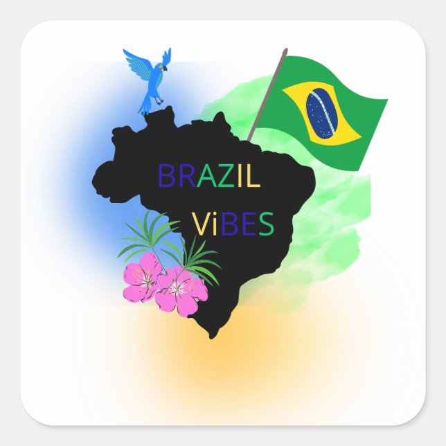 Autocollants Brésil – Drapeau vibrant et motifs in (Devant)
