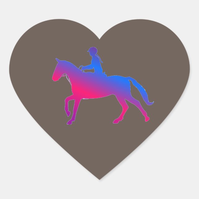 Autocollants brillants de cœur d'équitation. (Devant)