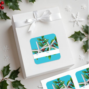 Autocollants Cadeau de Noël Étoile de mer et Holly