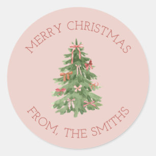 Autocollants Cadeau de Sapin de Noël Rose Fille Mi