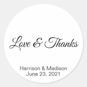 Autocollants cadeau Mariage Merci personnalisé