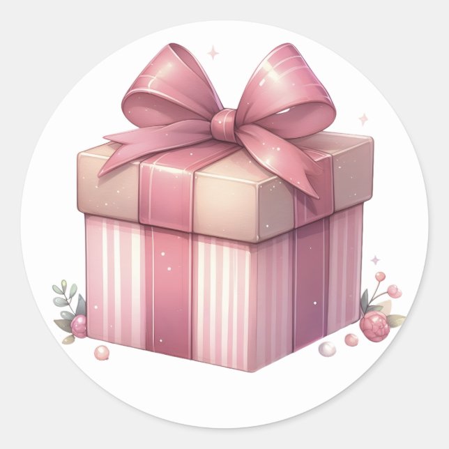 Autocollants Cadeau Rose (Devant)