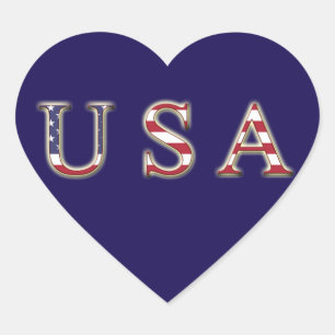 Autocollants cardiaques USA, brillants