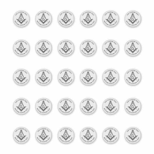 Autocollants Carré et compas maçonnique 1,5" 30 un (Devant)