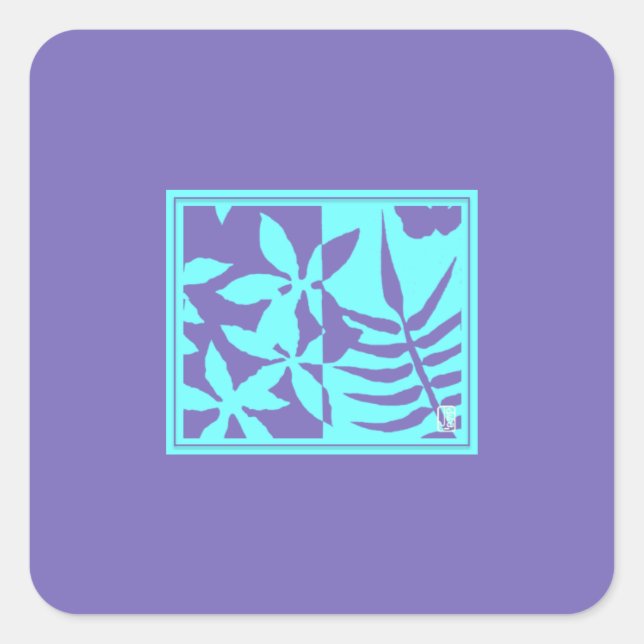 Autocollants carrés à motif de feuille (Devant)