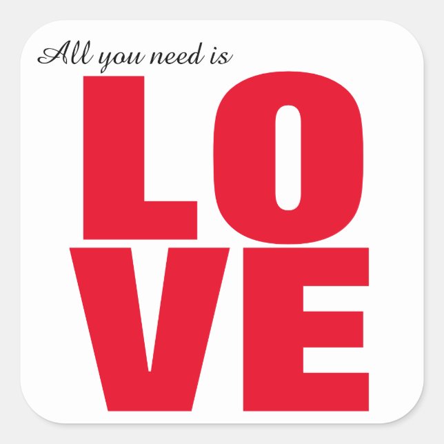 Autocollants carrés All You Need Is Love (Devant)