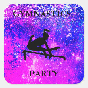 AUTOCOLLANTS CARRÉS BRILLANTS FILLE DE FÊTE DE GYM
