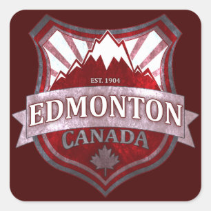 Autocollants carrés de bouclier rouge d'Edmonton C