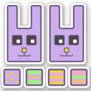 Autocollants carrés de vinyle de lapin de Pâques