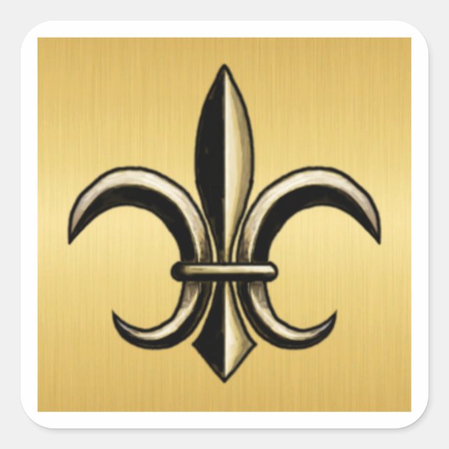 Autocollants carrés Fleur De Lis Dorée (Devant)
