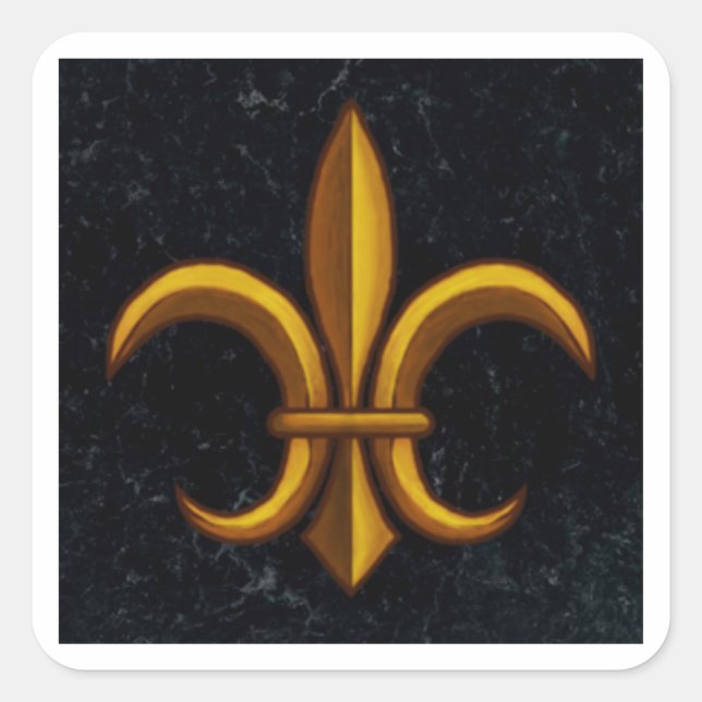 Autocollants carrés Fleur De Lis en marbre foncé (Devant)