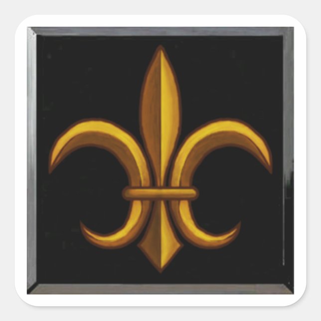 Autocollants carrés Fleur De Lis foncés (Devant)