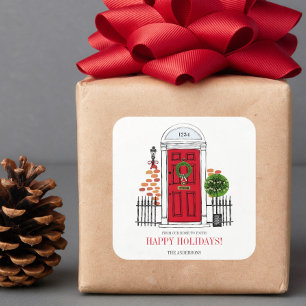 Autocollants carrés pour porte de Noël The Red Hol