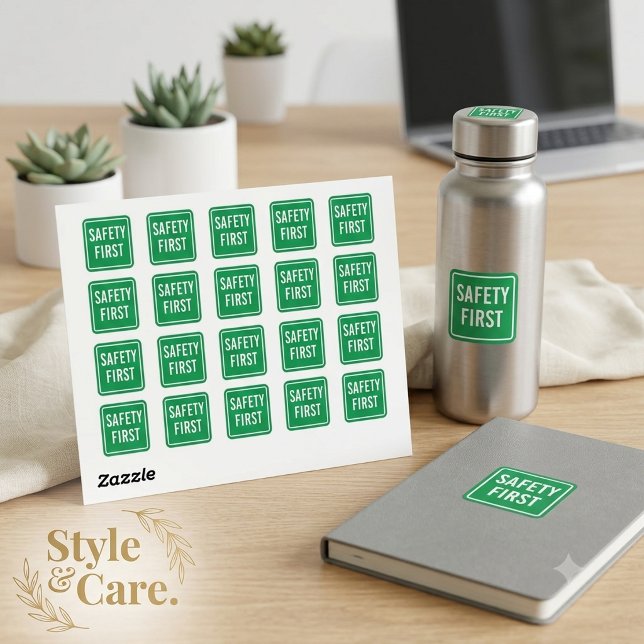 Autocollants carrés Safety First pour les panneaux (Safety First Square Stickers for Workplace Signs)