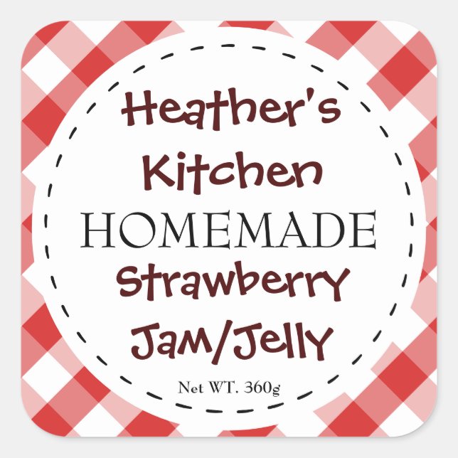Autocollants carrés vérifiés de confiture/gelée (Devant)