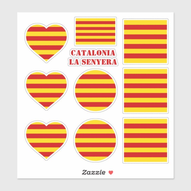 Autocollants Catalogne & Drapeau La Senyera Cœur / (Feuille)