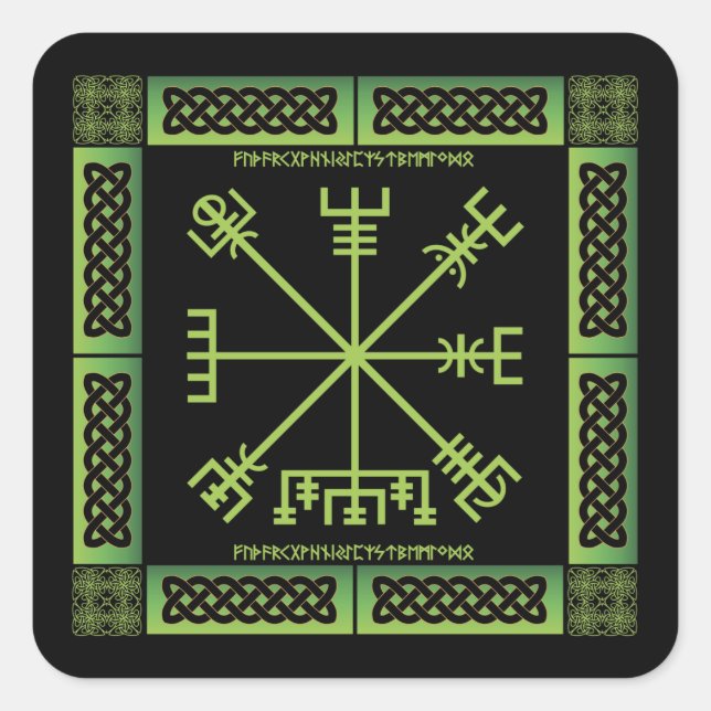 Autocollants celtiques Vegvisir (carré) (Devant)