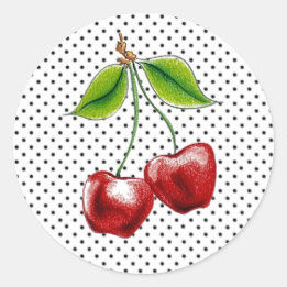 Autocollants Cerises à pois (feuille de 20)