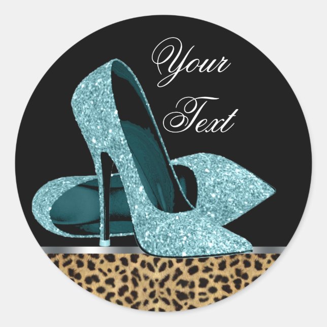 Autocollants Chaussures à Talons Hauts Léopard Ble (Devant)