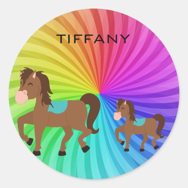 Autocollants Cheval & Rainbows personnalisés pour  (Devant)