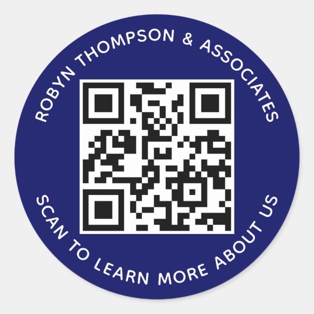 Autocollants Code QR Bleu Étiquettes de Nom d'Entr (Devant)