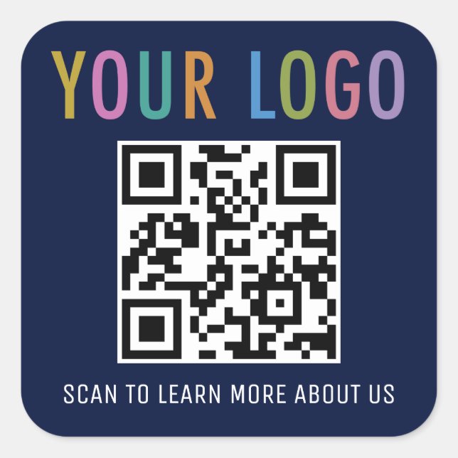 Autocollants Code QR Bleu Marine Logo Entreprise C (Devant)