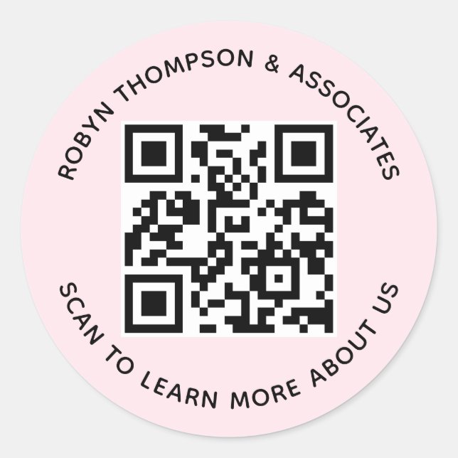 Autocollants Code QR Rose Rond Étiquettes Nom de l (Devant)