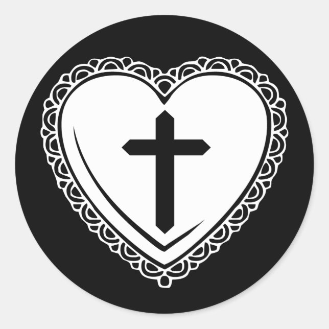 Autocollants Cœur + Croix Gothiques (Noir + Blanc) (Devant)