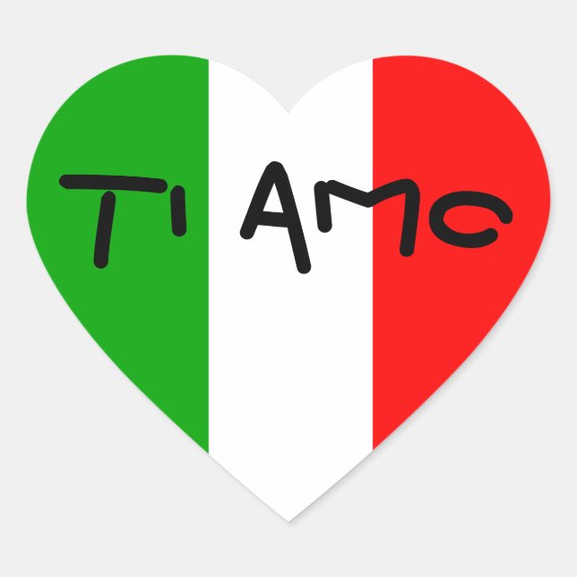 Autocollants Coeur de Drapeau Italien Ti Amo (Devant)