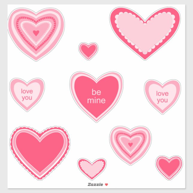 Autocollants coeurs Saint-Valentin élégants (Feuille)