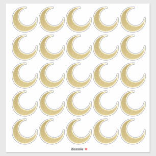 Autocollants Croissant de Lune Pailleté Or