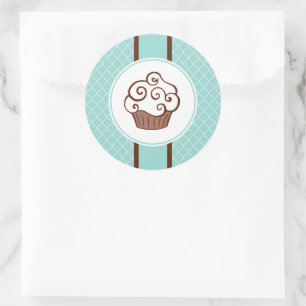 Autocollants Cupcake Aqua Dentelle