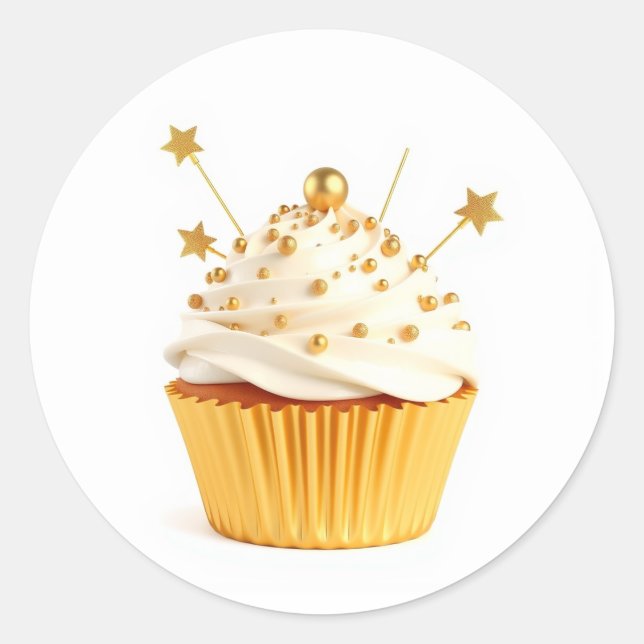 Autocollants Cupcake Dorés Mignons (Devant)