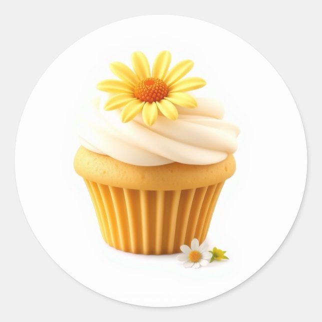 Autocollants Cupcake Fleur de Daisy Mignonne (Devant)