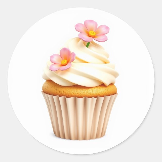 Autocollants Cupcake Fleur Mignonne (Devant)