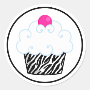 Autocollants Cupcake Rayé Rose