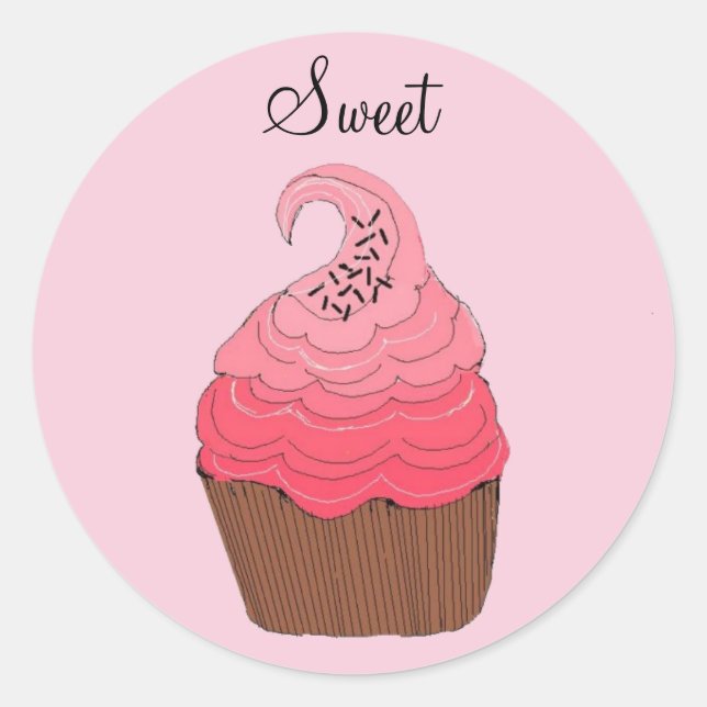 Autocollants - Cupcake rose (Devant)
