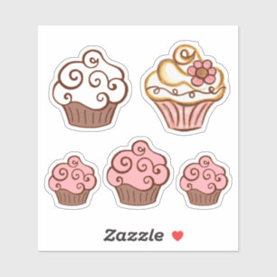 Autocollants Cupcake Rose Blanc