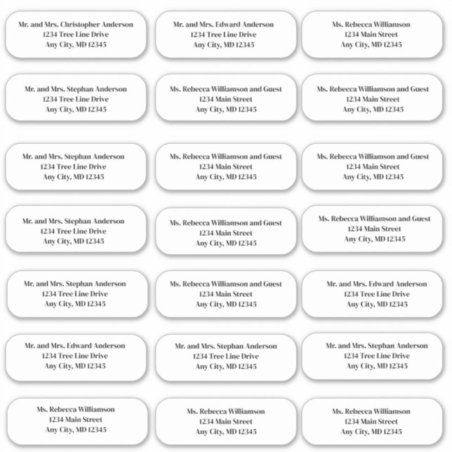 Autocollants d'adresse de mariage avec police form (Devant)