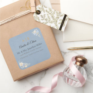 Autocollants d'adresse de mariage élégants Flora