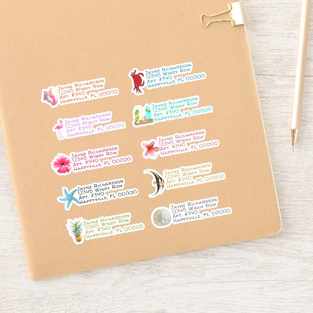 Autocollants d'adresse de retour Images Tropicales (Carnet)