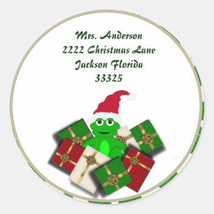 Autocollants d'adresse Grenouille de Noël