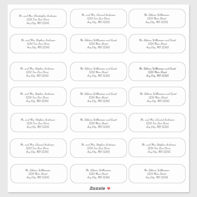 Autocollants d'adresse pour enveloppes de mariage (Feuille)
