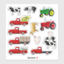Autocollants d'agriculture pour petit camion rouge