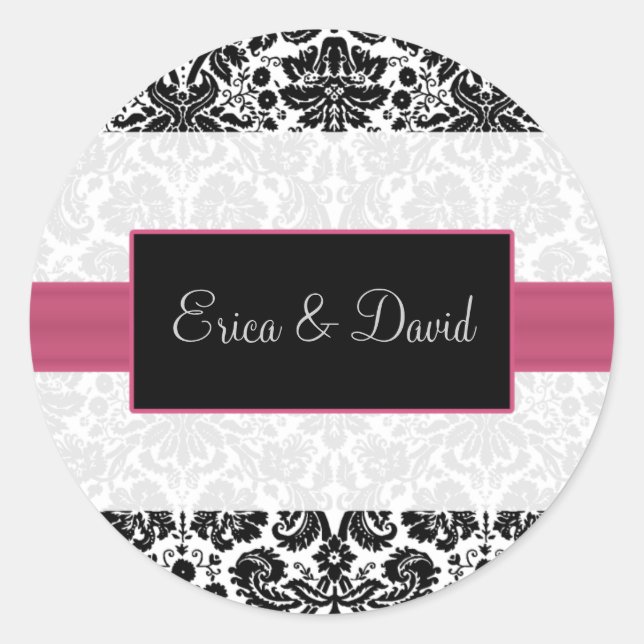 autocollants damask rose Mariage Monogrammes (Devant)