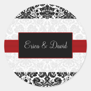 autocollants damask rouge Mariage Monogrammes