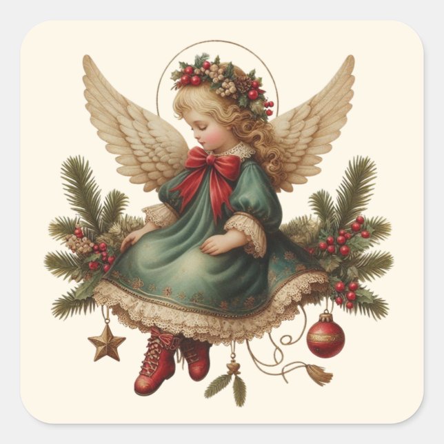 Autocollants d'ange de Noël vintage (Devant)