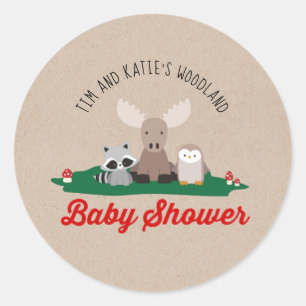 Autocollants d'animaux de baby shower de bûcheron