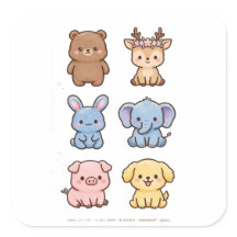 Autocollants d'animaux Kawaii mignons | Ensemble O